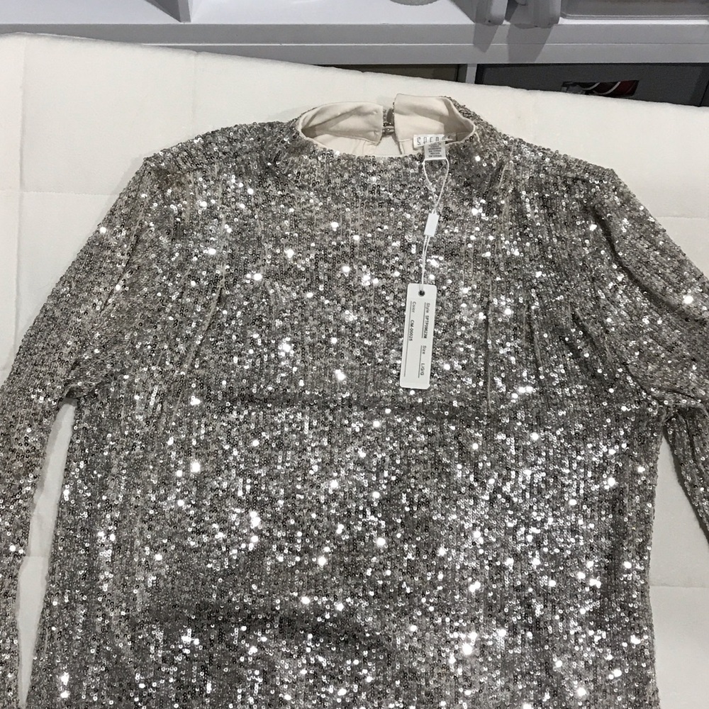 Spense Silver Sequin Blouse New with Tags size Large - Picture 11 of 12